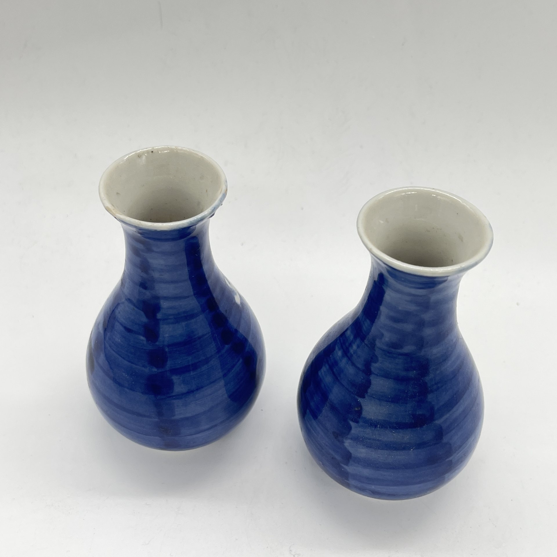 Парные вазочки с расписным цветочным декором, фарфор, роспись, Объединение «Гжель», СССР, 1970-1980 гг.