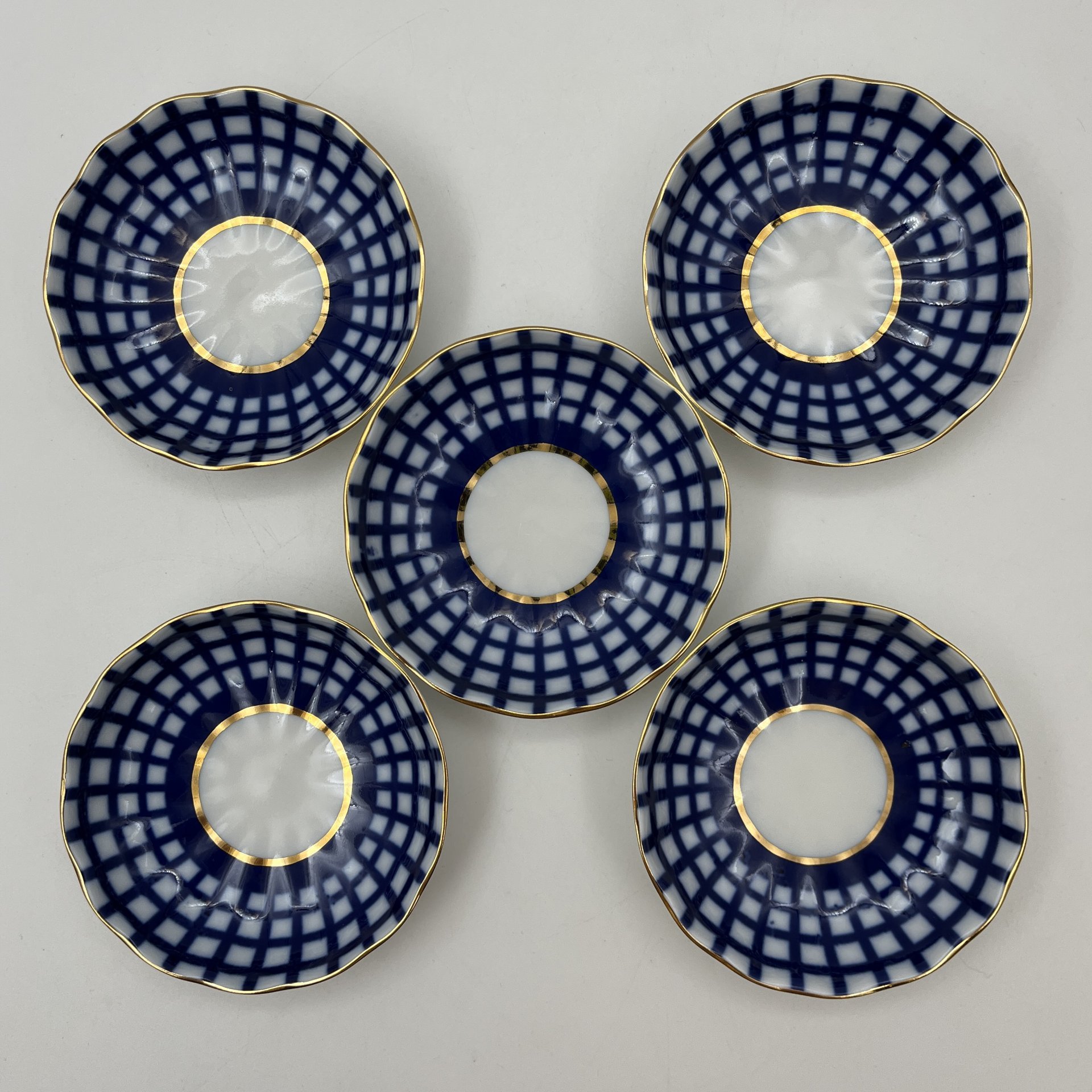 Набор из 5 розеток "Кобальтовая клетка", форма "Тюльпан"