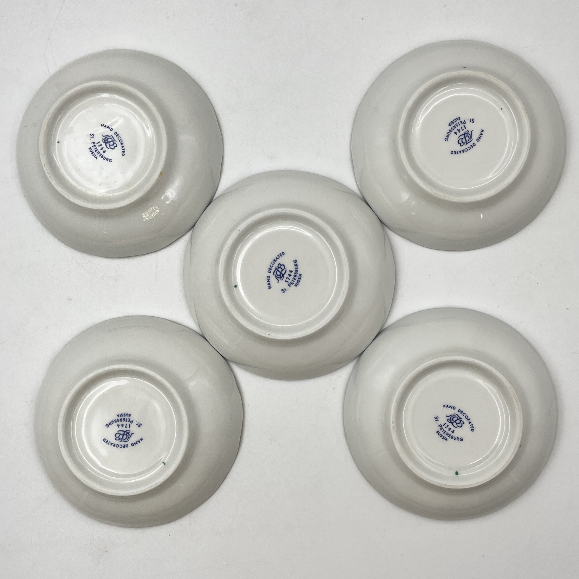 Набор из 5 розеток "Кобальтовая клетка", форма "Тюльпан"