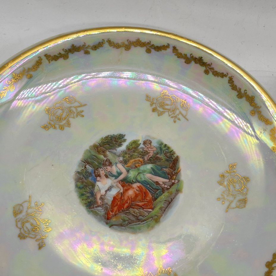 Набор десертных тарелок на 4 персоны из сервиза "Мадонна", фарфор, деколь, золочение, Triptis Porzellan, ГДР, 1957-1968 гг.