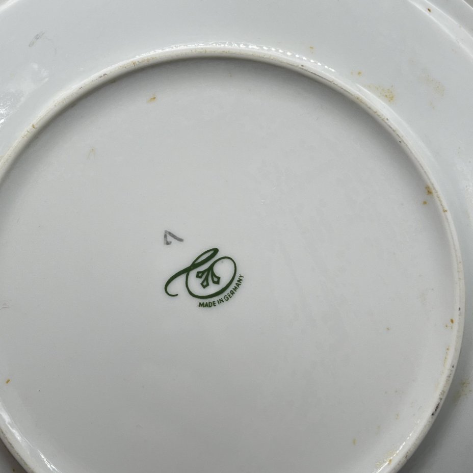 Набор десертных тарелок на 4 персоны из сервиза "Мадонна", фарфор, деколь, золочение, Triptis Porzellan, ГДР, 1957-1968 гг.