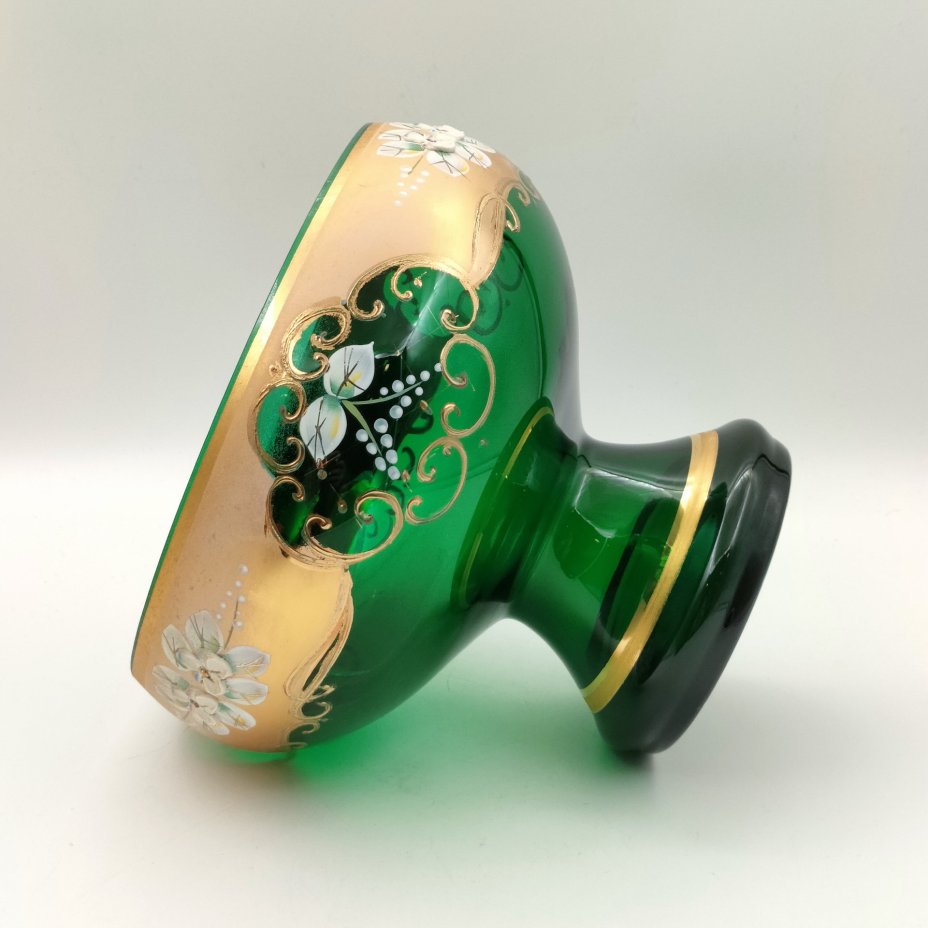 Ваза для десертов (фруктовница), стекло, лепка, смальта, золочение, Bohemia Crystal (Bohemia Glass), Чехия, 1980-2000 гг.