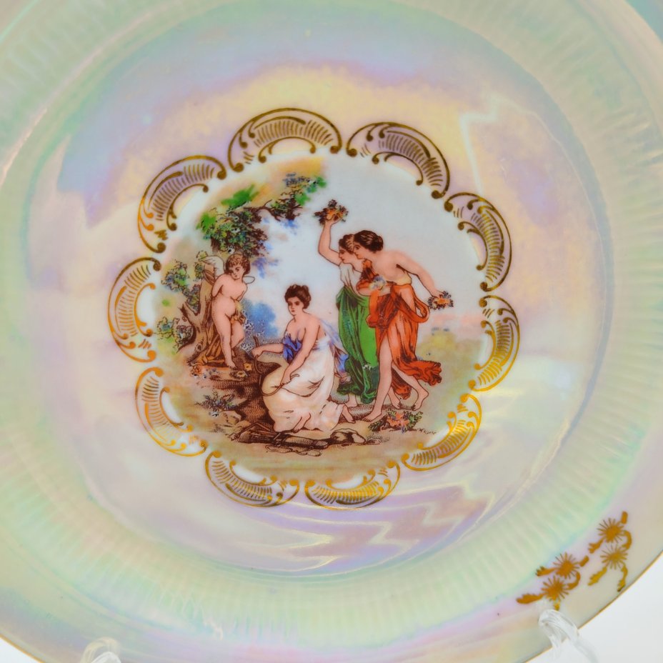 Набор из 6-ти десертных тарелок "Мадонна", фарфор, люстр, деколь, золочение, Colditz (Кольдиц), ГДР, 1960-1980 гг.