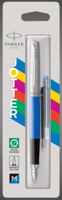Перьевая ручка Parker Jotter, цвет ORIGINALS BLUE CT, цвет чернил синий/черный, толщина линии M, В БЛИСТЕРЕ, Металлы: нержавеющая сталь, пластик