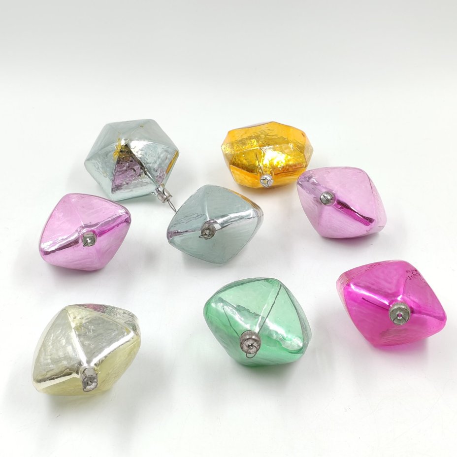 Набор из 8-ми елочных игрушек, стекло, металл, краска, СССР, 1970-1990 гг.