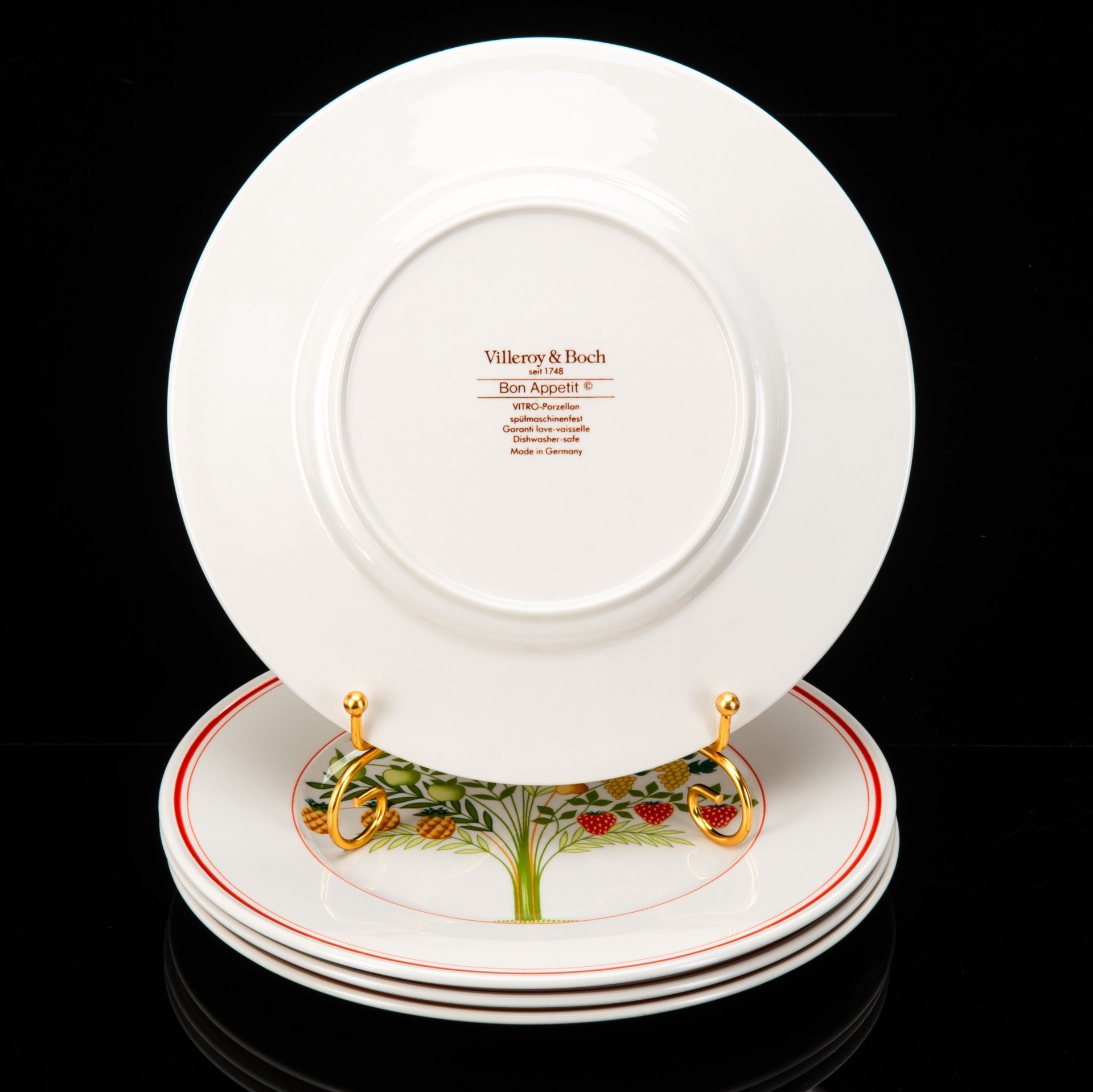 Набор обеденных плоских тарелок на 4 персоны, коллекция Bon Appetit, фарфор, vitro, Villeroy & Boch, Германия, 1983-1989 гг.