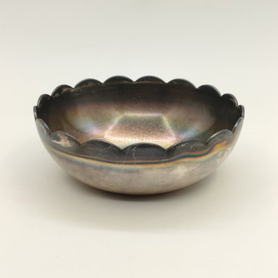 Сахарница (конфетница) с фигурным краем, мНЦ (медь-никель-цинк), Киевский завод столовых приборов и посуды им. Дзержинского (ЗiД, ЗиД), СССР, 1960-1980 гг.
