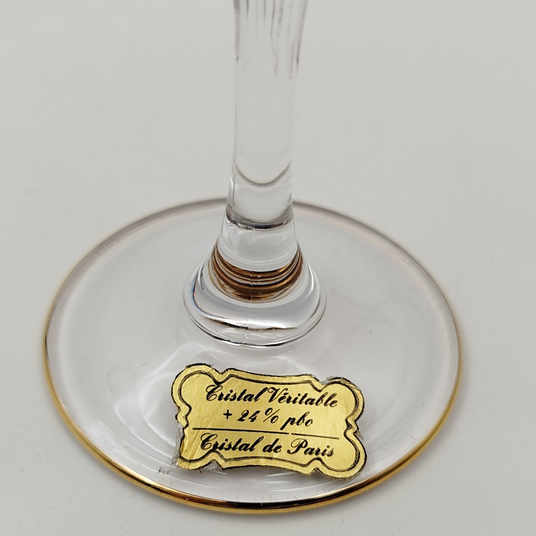 Фужер для шампанского с рельефным ребристым декором, Crystal de Paris, хрусталь, золочение, Франция, 1970-1990 гг.
