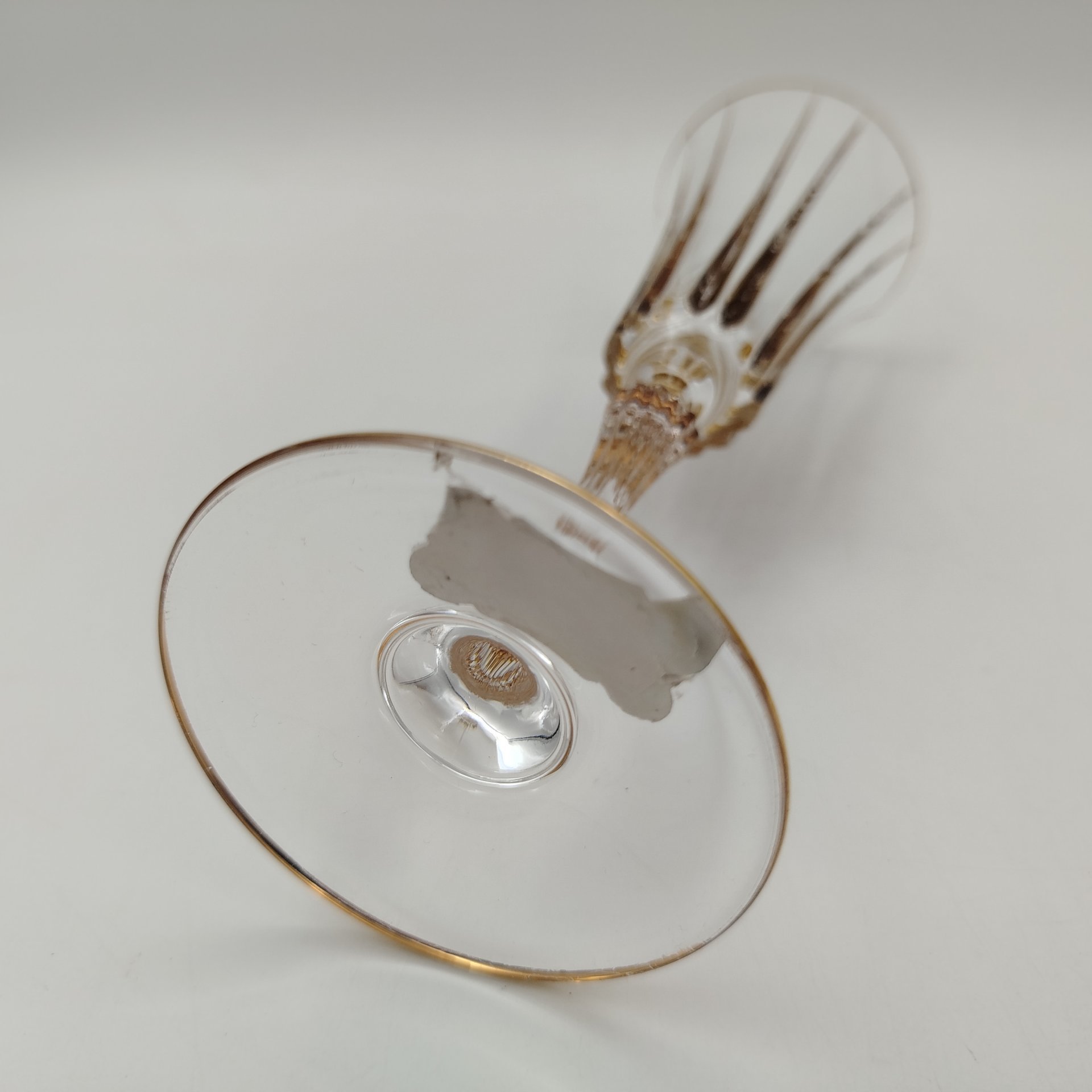 Фужер для шампанского с рельефным ребристым декором, Crystal de Paris, хрусталь, золочение, Франция, 1970-1990 гг.