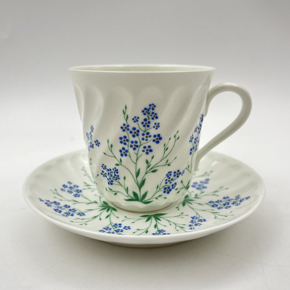 Пара кофейная "У ручья" (форма "Витая"), фарфор, деколь, Ленинградский фарфоровый завод (ЛФЗ), Россия, 1989-2001 гг.