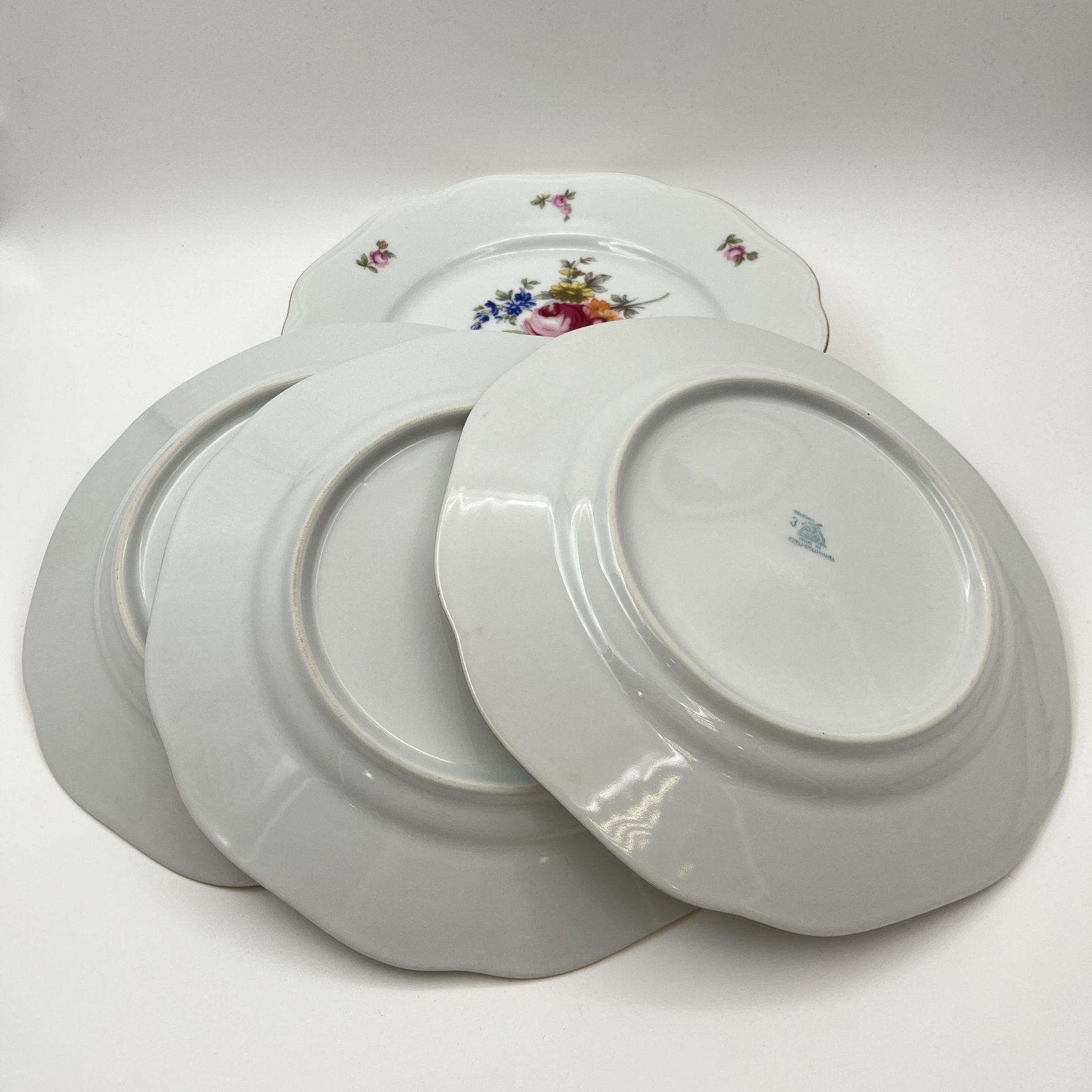 Набор обеденных тарелок "Мейсенский букет" на 6 персон, фарфор, деколь, золочение, Bohemia (Neurohlau), Чехословакия, 1970-1990 гг.