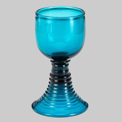Бокал-рёмер оттенка морской волны, цветное стекло, выдувание в форму, шлифовка, Западная Европа, 1870-1900 гг.