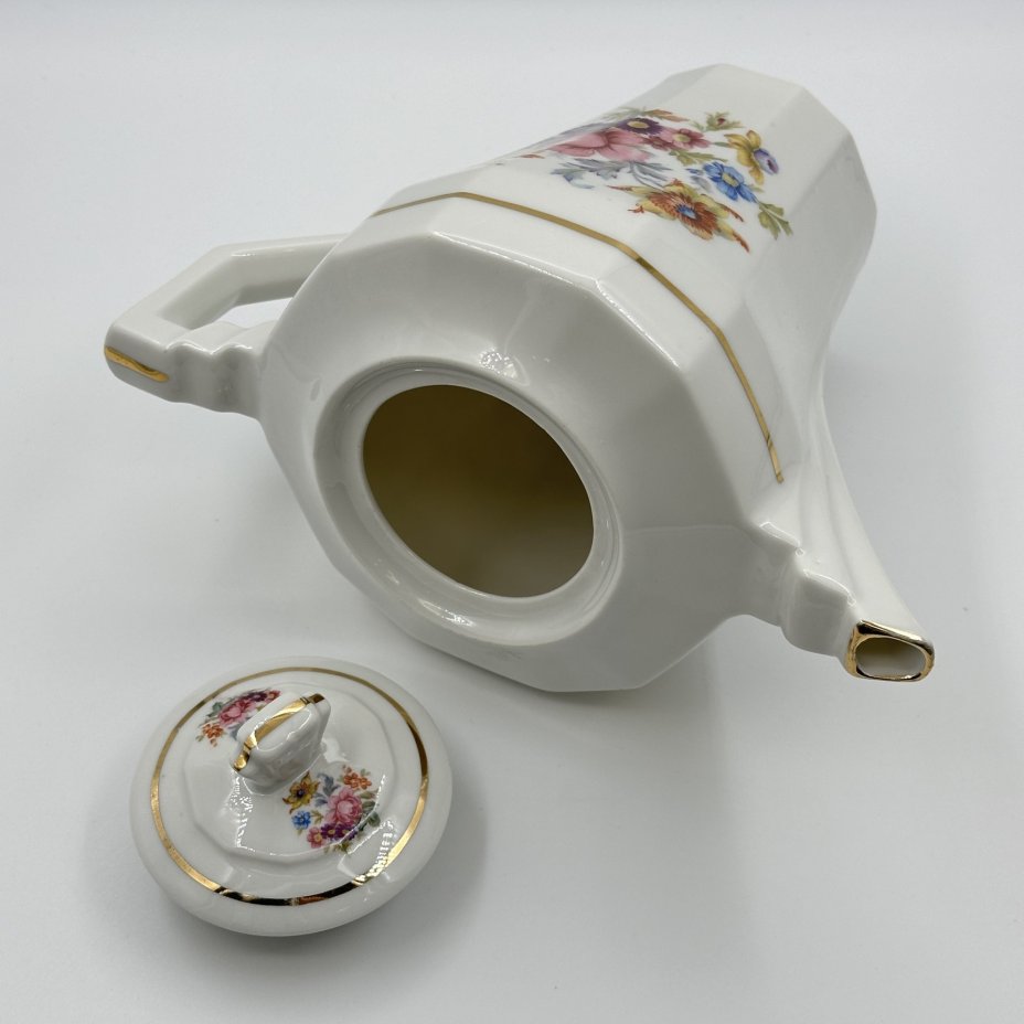 Кофейник (чайник доливной) с цветочным декором