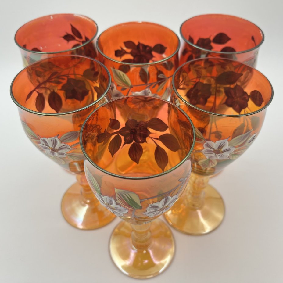 Набор из 6-ти бокалов, украшенных цветочным декором