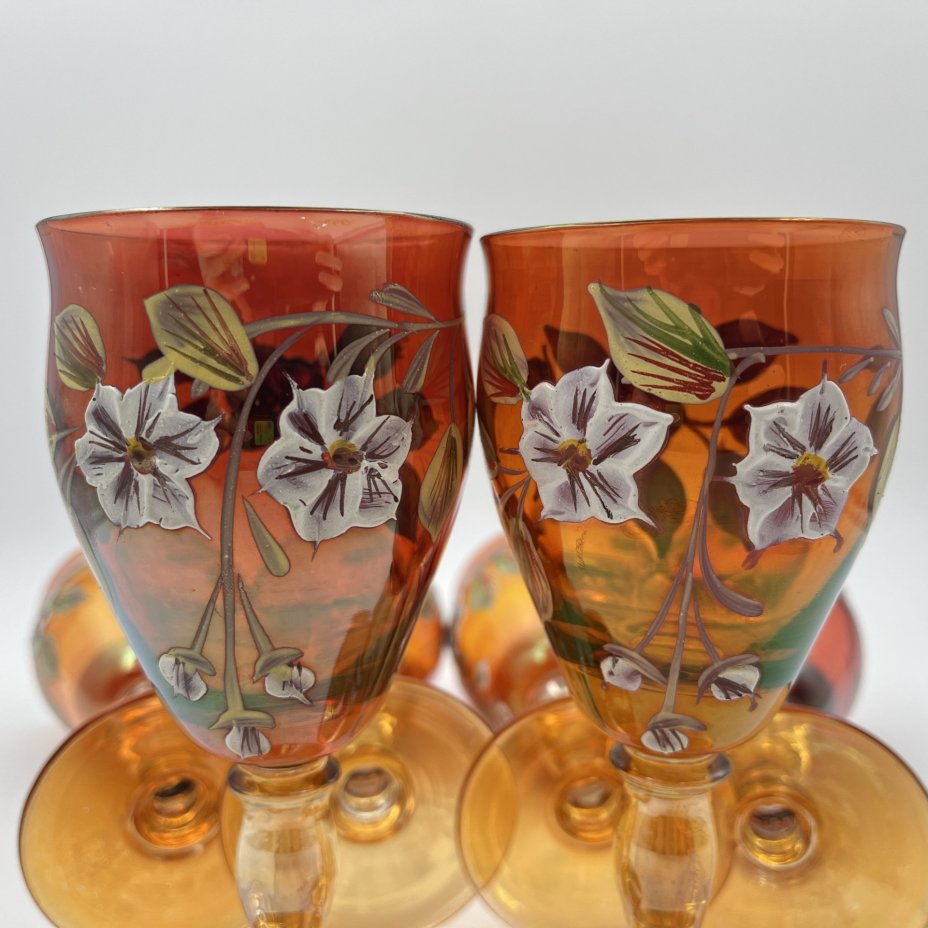 Набор из 6-ти бокалов, украшенных цветочным декором