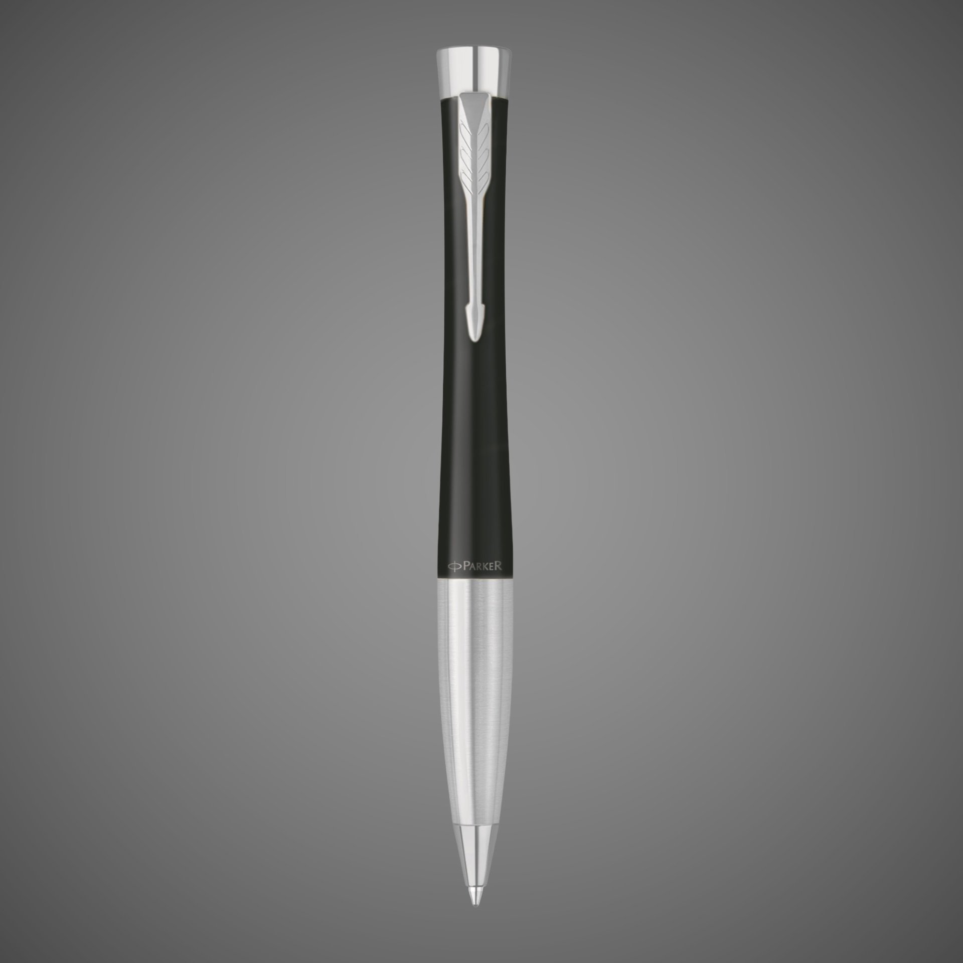 Шариковая ручка Parker Urban (матовый черный лак) Muted Black Chrome Trim, стержень: M, цвет чернил: blue/black, в подарочной упаковке., Лаки и смолы: лак, латунь, хром