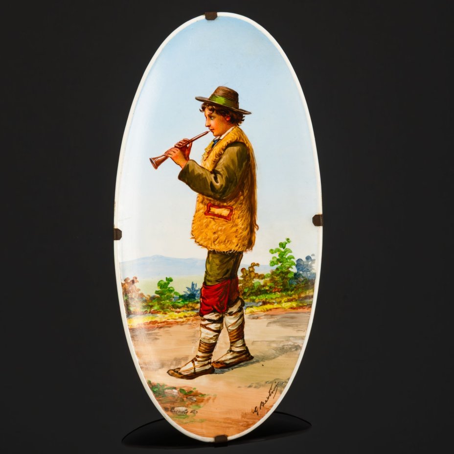 Панно настенное "Пастушок", художник Giuseppe Bertini (1825-1898 гг.), Società Ceramica Richard