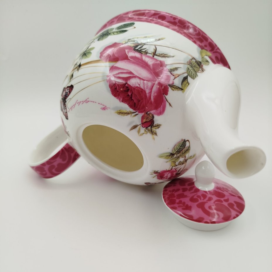 Чайник заварочный, украшенный изображением роз и бабочек, Jameson & Tailor