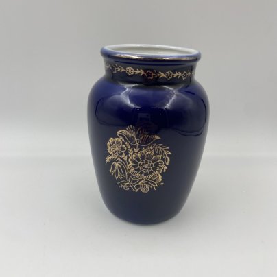 Ваза "Два букета", фарфор, крытье кобальтом, золочение, Ленинградский фарфоровый завод (ЛФЗ), СССР, 1950-1960 гг.