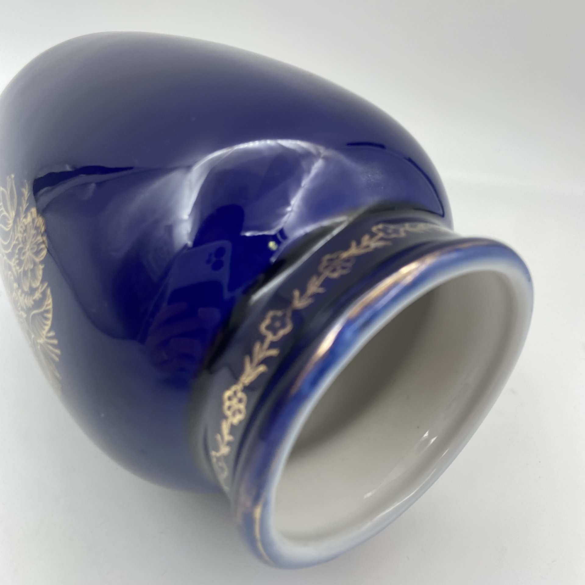 Ваза "Два букета", фарфор, крытье кобальтом, золочение, Ленинградский фарфоровый завод (ЛФЗ), СССР, 1950-1960 гг.