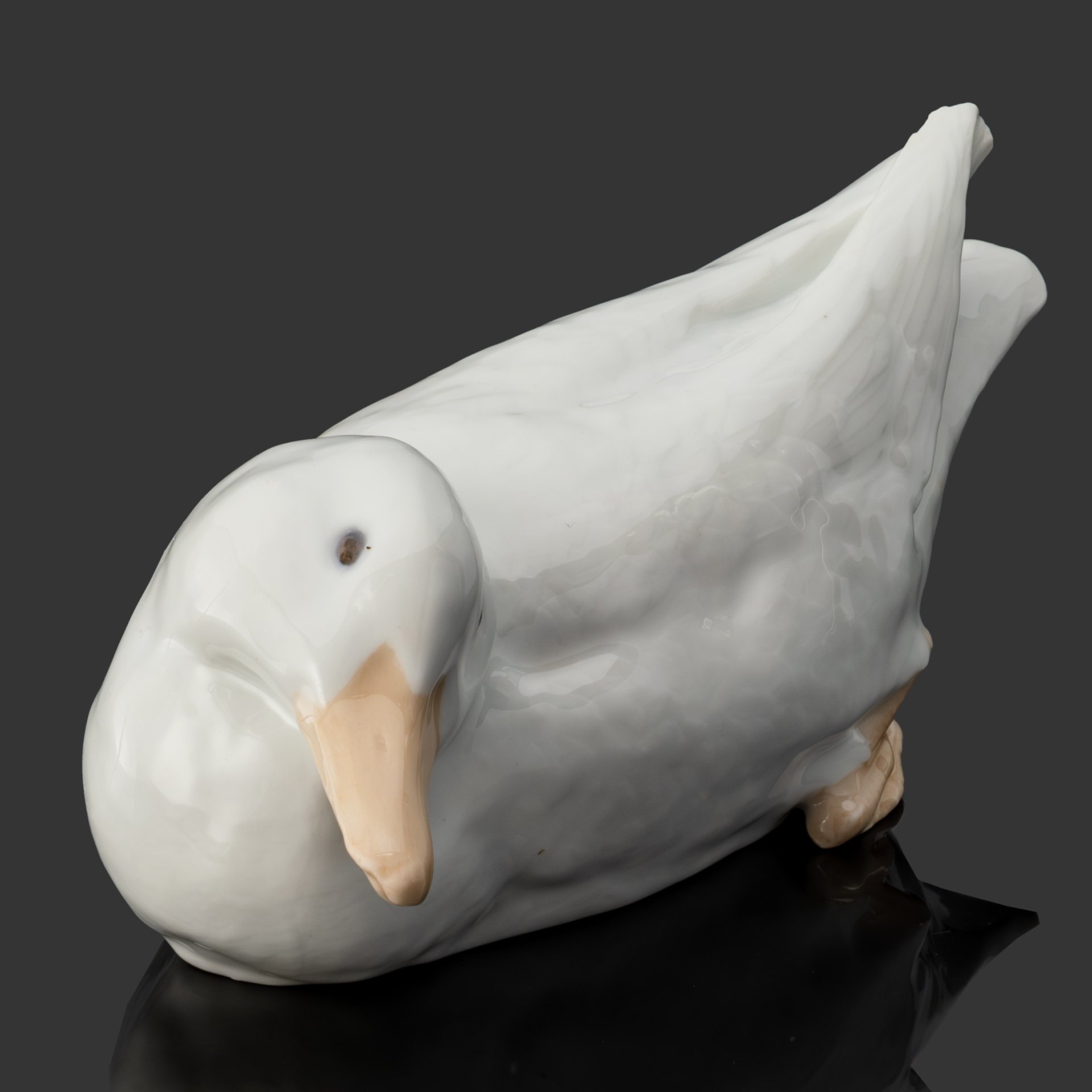 Статуэтка "Утка", модель № 505, скульптор Арнольд Крог, фарфор, роспись, Royal Copenhagen, Дания, 1895-1920 гг.