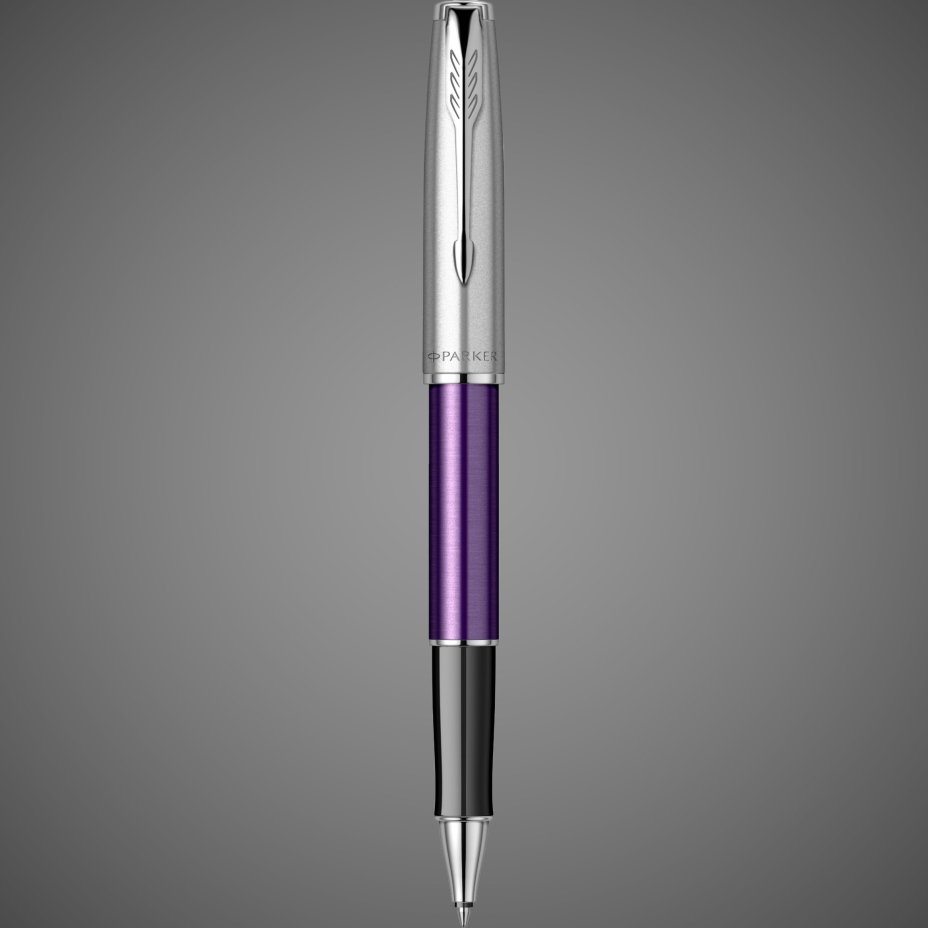 Ручка-роллер Parker Sonnet Essentials Violet SB Steel CT, цвет чернил black, перо: F, в подарочной упаковке., Металлы: нержавеющая сталь, палладий, пластик