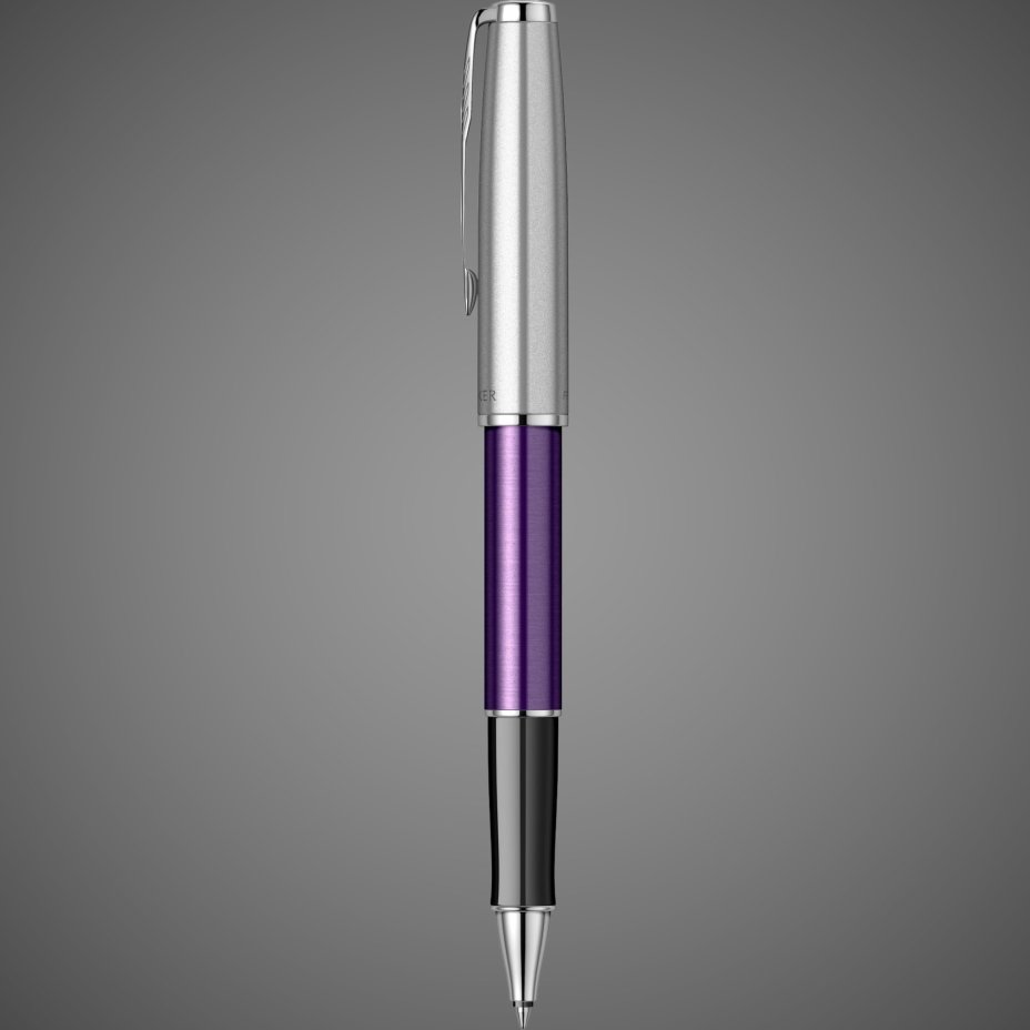Ручка-роллер Parker Sonnet Essentials Violet SB Steel CT, цвет чернил black, перо: F, в подарочной упаковке., Металлы: нержавеющая сталь, палладий, пластик