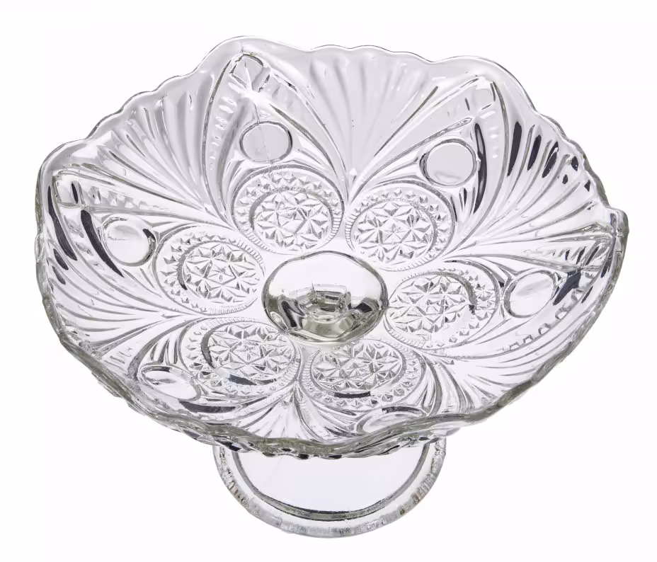 Ваза (фруктовница) с рельефным декором, стекло, СССР, 1970-1990 гг.