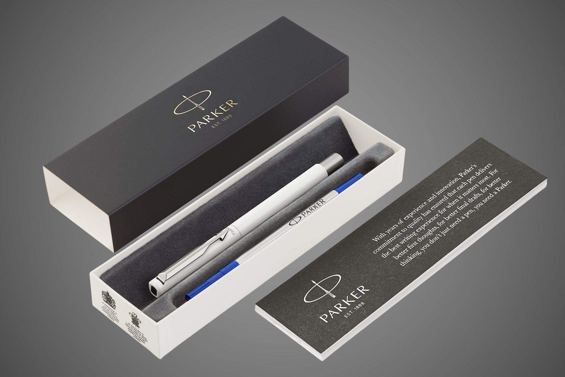 Ручка-роллер Parker Vector Standard T01 CT, цвет: White, стержень M, цвет чернил blue, в подарочной упаковке, Металлы: латунь, нержавеющая сталь, пластик