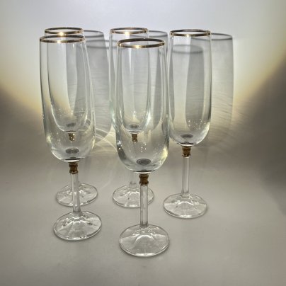 Набор бокалов на 5 персон с золоченым декором, стекло, золочение, СССР, 1970-1980 гг.