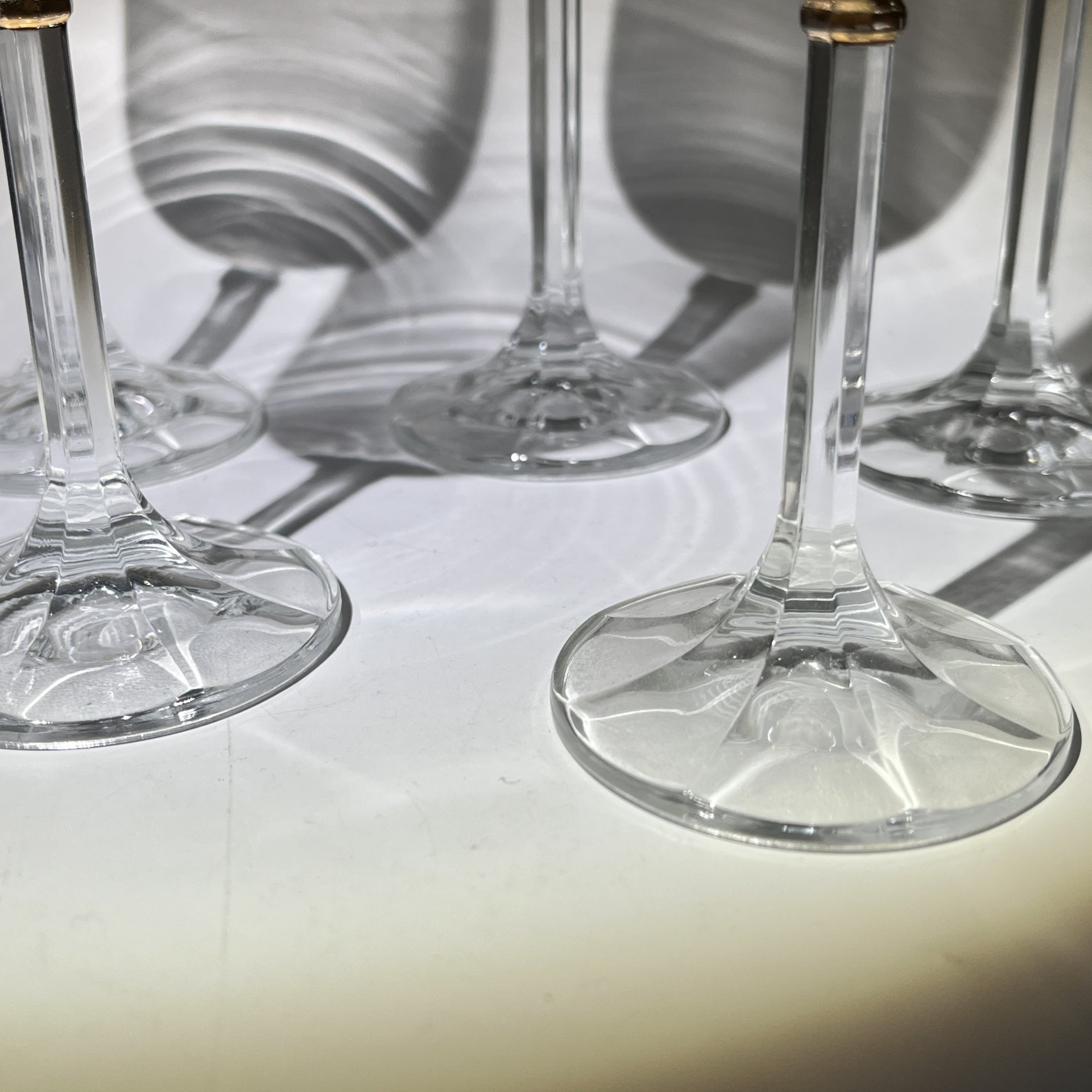 Набор бокалов на 5 персон с золоченым декором, стекло, золочение, СССР, 1970-1980 гг.