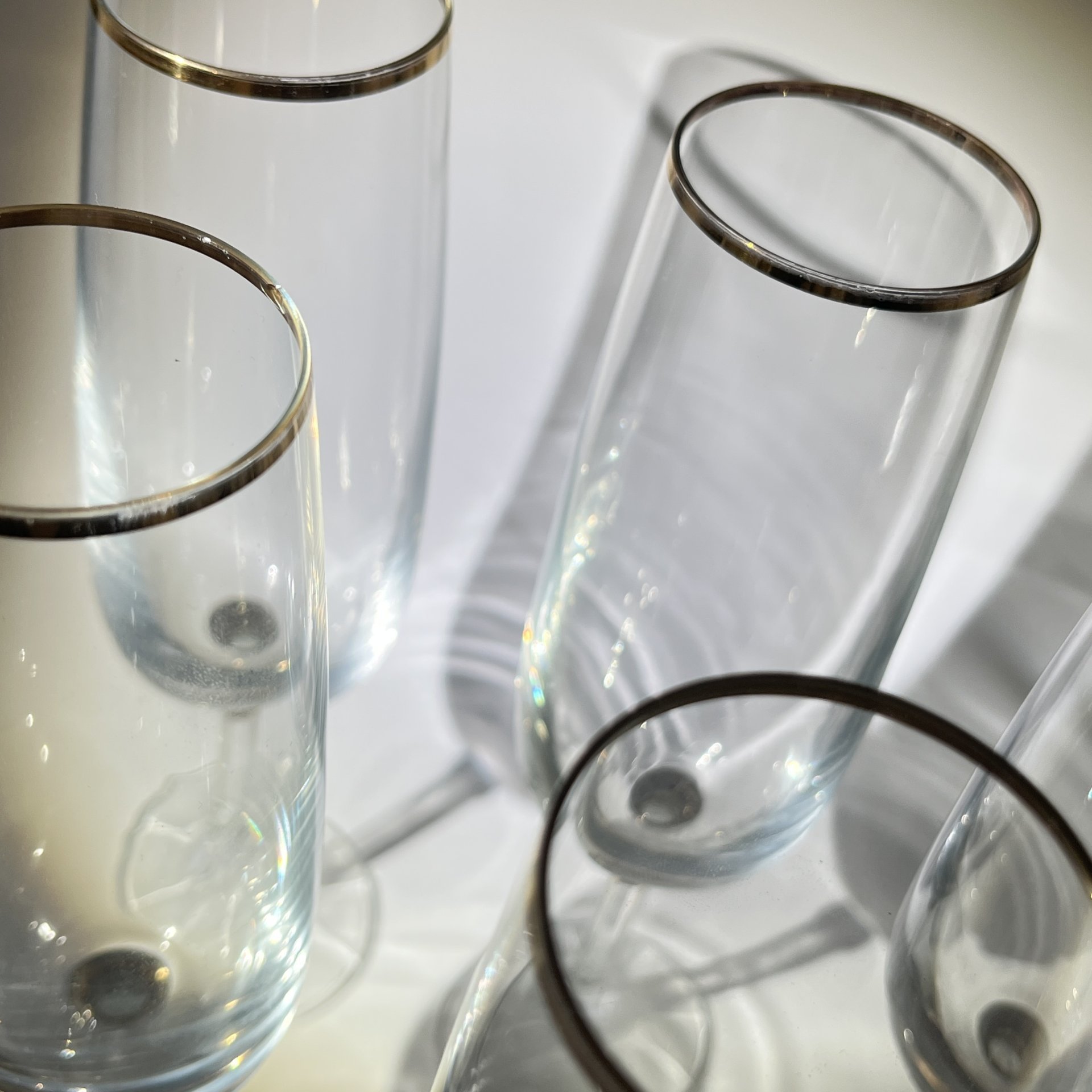 Набор бокалов на 5 персон с золоченым декором, стекло, золочение, СССР, 1970-1980 гг.