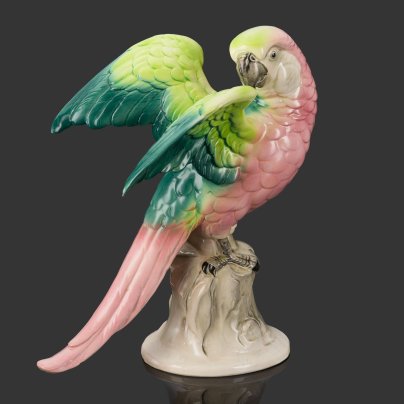 Статуэтка "Попугай", фаянс, аэрография, роспись, Hertwig & Co., Германия, 1941-1958 гг.
