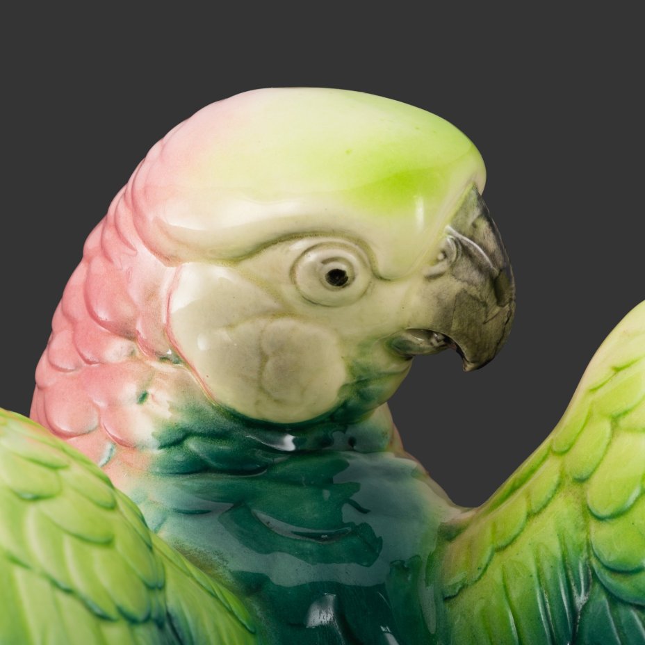 Статуэтка "Попугай", фаянс, аэрография, роспись, Hertwig & Co., Германия, 1941-1958 гг.
