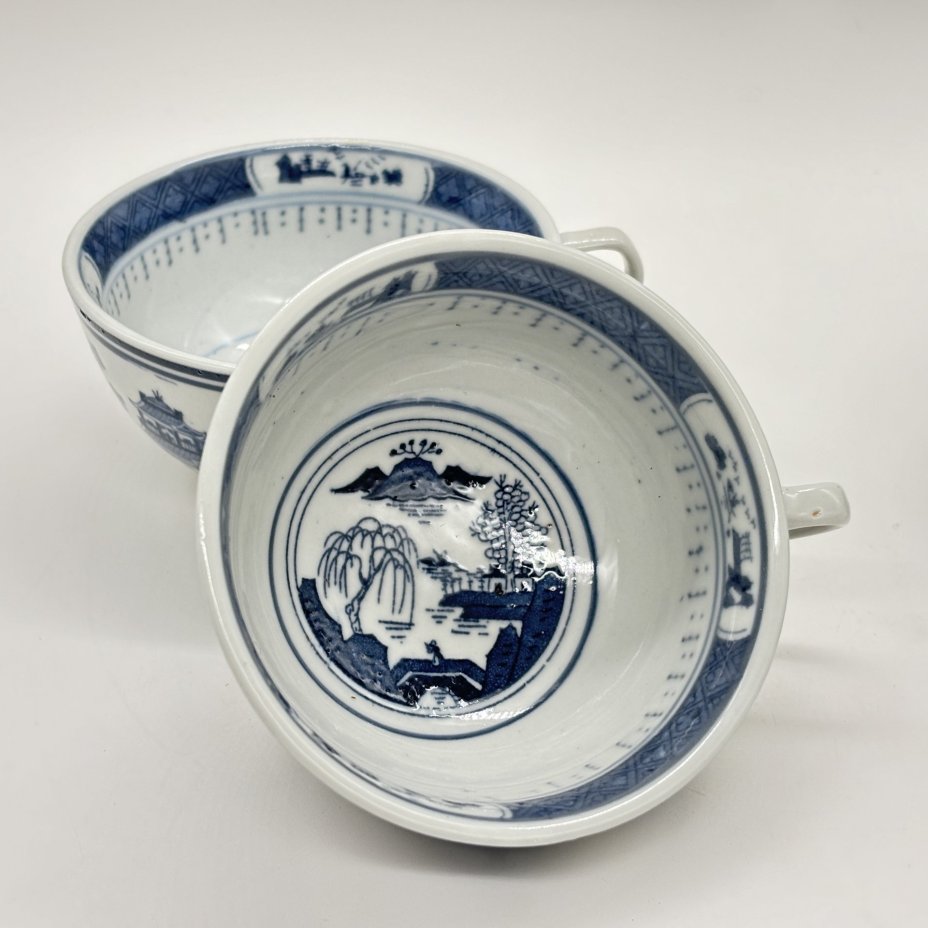 Набор из 3-х чашек с изображением пейзажа, фарфор, деколь, Китай, 1980-1990 гг., Китай