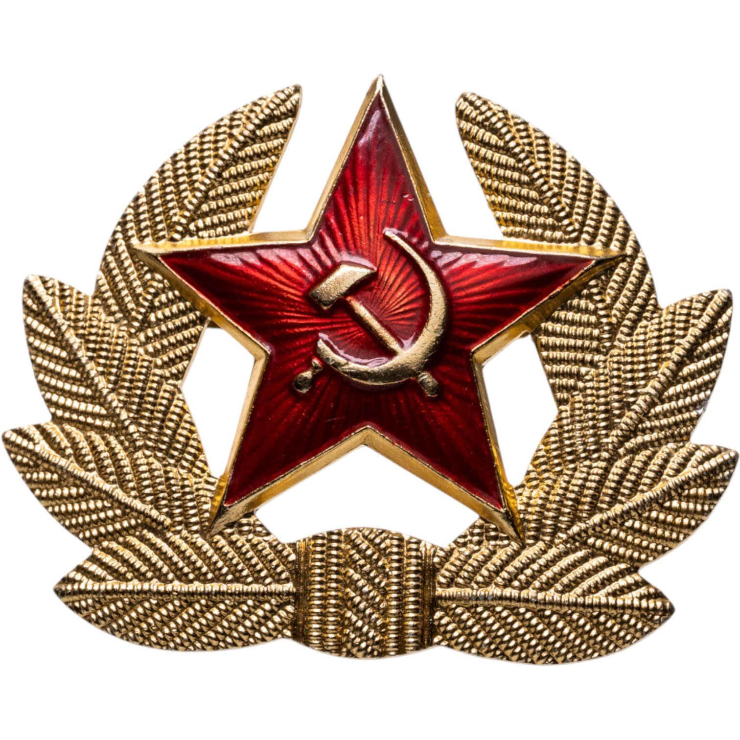 Кокарда рядового и сержантского состава Советской Армии, лак, алюминий, Опытно-экспериментальный завод «Победа», СССР, 1981-1989 гг.