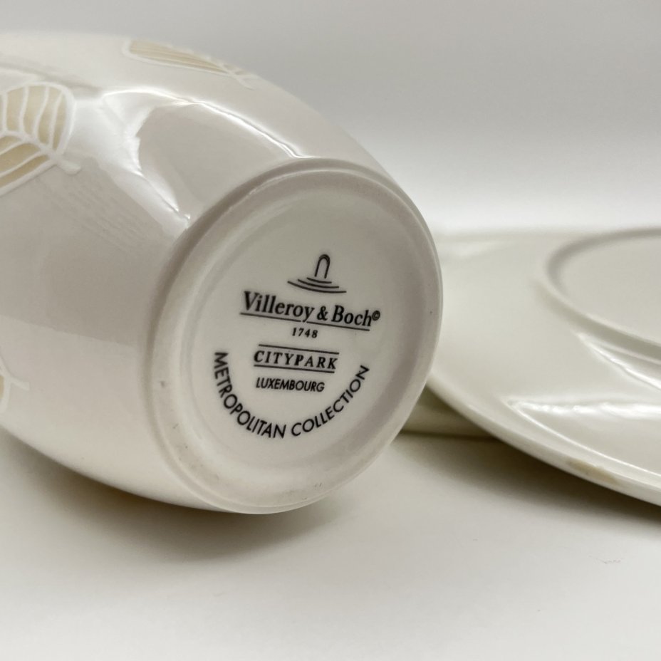 Набор на 1 персону (чашка, блюдце, десертная и столовая тарелки) серия "Metropolitan Collection" с декором "City Park", фарфор, Villeroy & Boch, Германия, 2010-2020 гг.