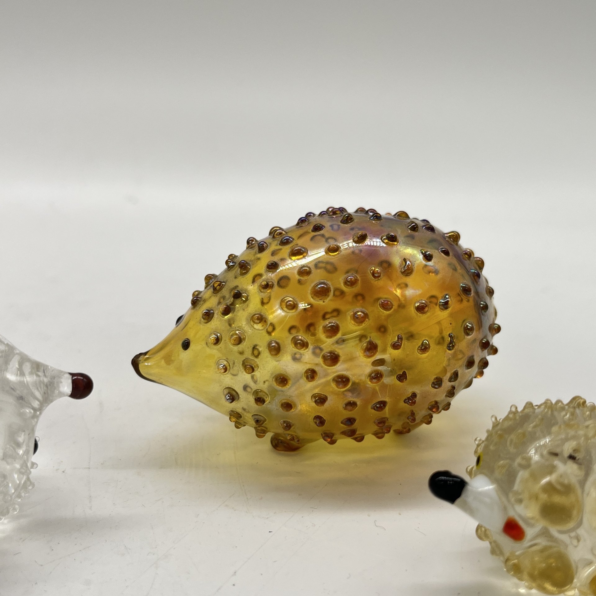 Набор из 3 статуэток "Ёжики" (подбор), стекло, гутная техника, Россия, 1990-2010 гг.