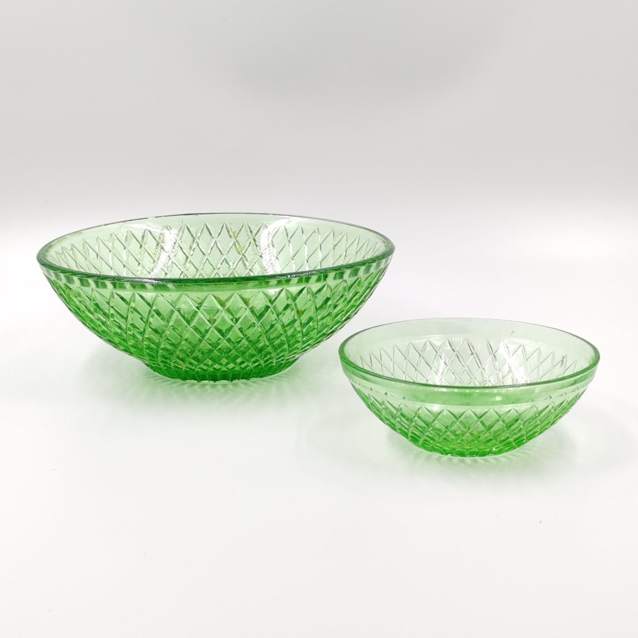 Комплект из 2-х пиал с рельефным декором, хрусталь, СССР, 1970-1990 гг.