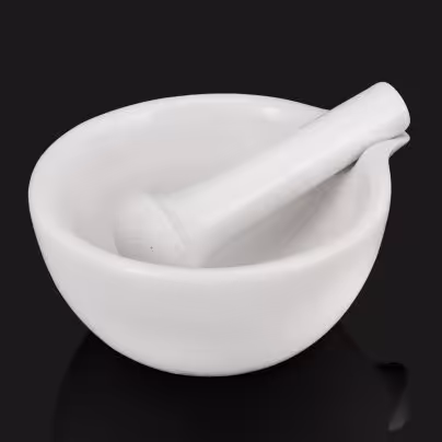 Ступа лабораторная с пестиком, фарфор, Императорский фарфоровый завод (ИФЗ), Россия (при Временном правительстве), 1917 г., Императорский фарфоровый завод (ИФЗ)
