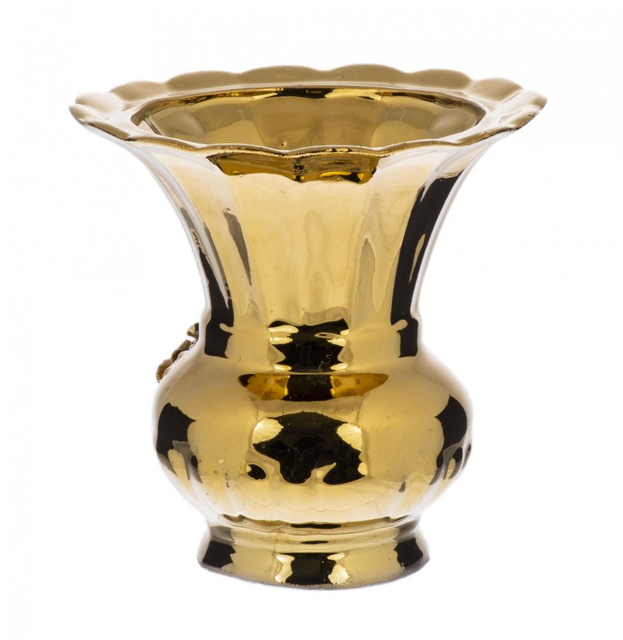 Вазочка с цветочным декором, фарфор, золочение, СССР, 1970-2000 гг.