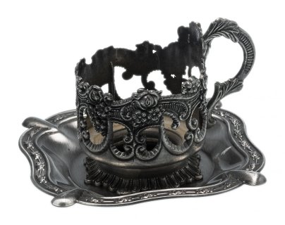 Подстаканник "Дачный" на подносе, мельхиор, СССР,  1980-1990 гг.