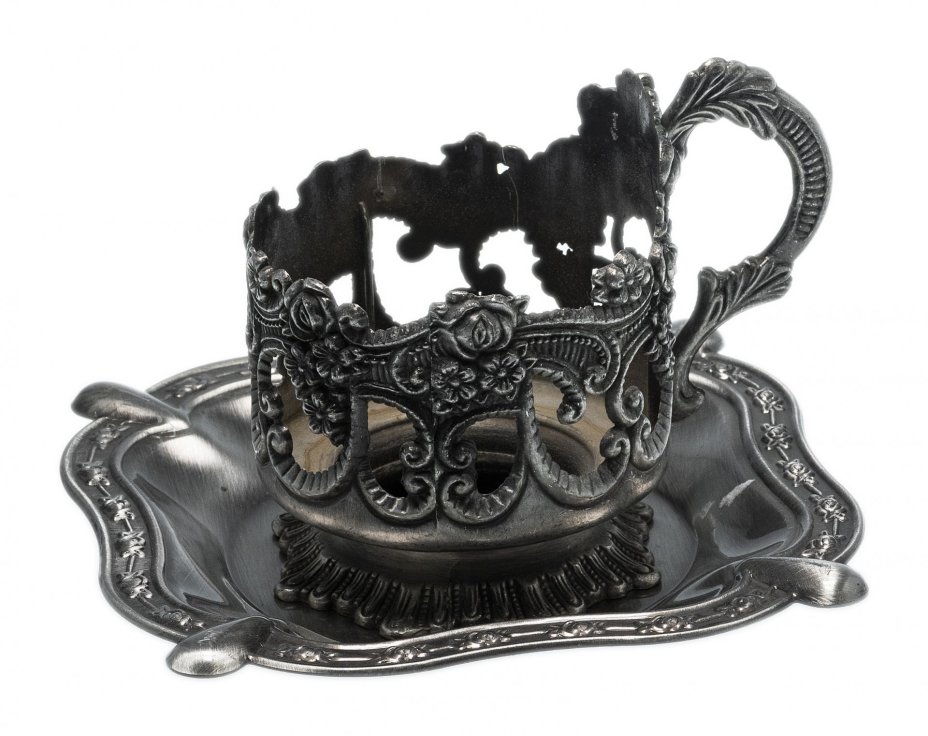 Подстаканник "Дачный" на подносе, мельхиор, СССР,  1980-1990 гг.