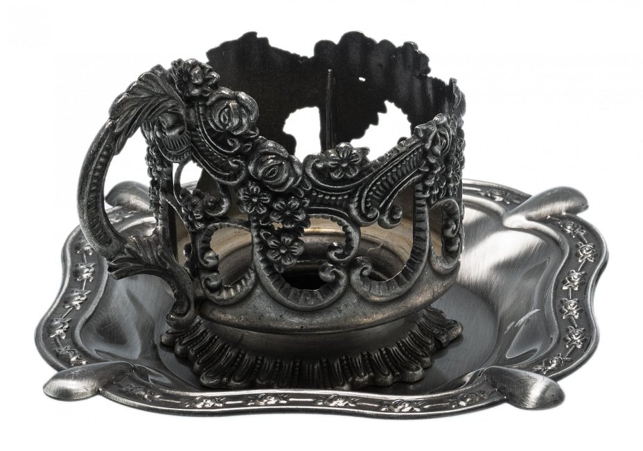 Подстаканник "Дачный" на подносе, мельхиор, СССР,  1980-1990 гг.