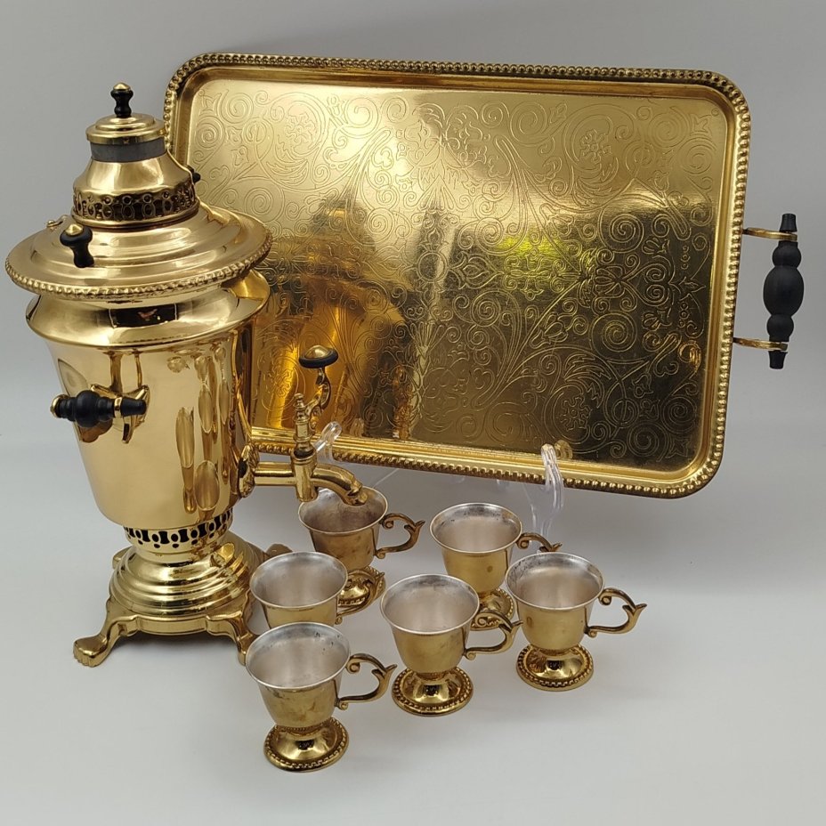 Набор для крепких напитков "Самовар" (декоративный) в форме "рюмка" (Самовар и 6 рюмок)