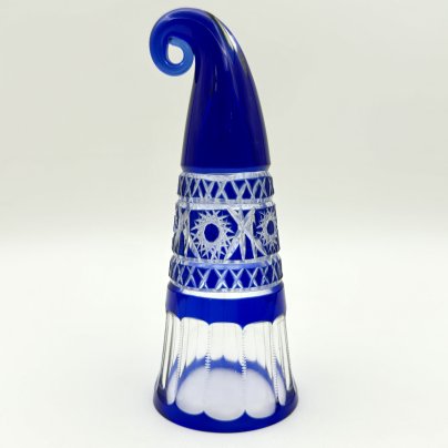 Рог изобилия кобальтового цвета, стекло, алмазная грань, СССР, 1980-1990 гг.