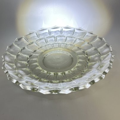 Блюдо круглой формы с объемным декором, стекло, СССР, 1970-1990 гг.