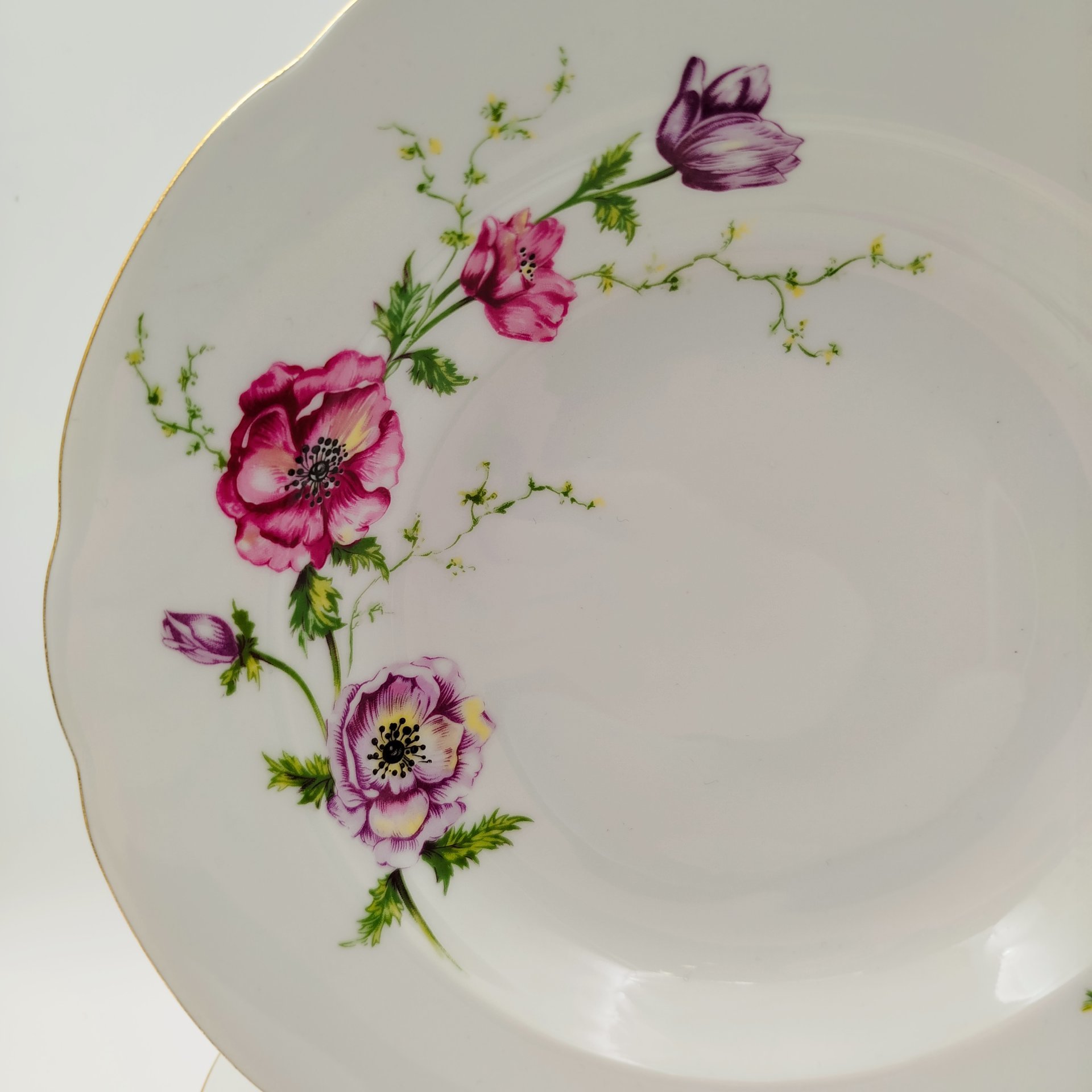 Набор из 6-ти суповых тарелок с цветочным декором, "Gebrüder Benedikt", фарфор, деколь, золочение, Чехословакия, 1960-1990 гг.