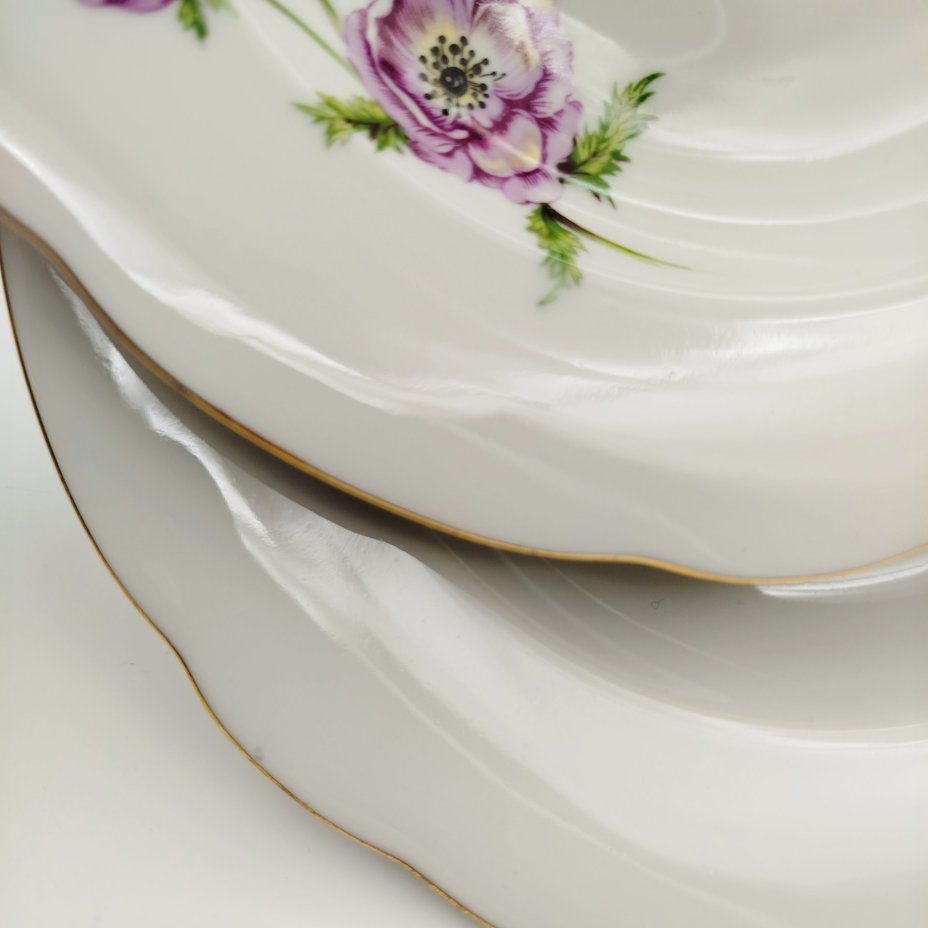 Набор из 6-ти суповых тарелок с цветочным декором, "Gebrüder Benedikt"