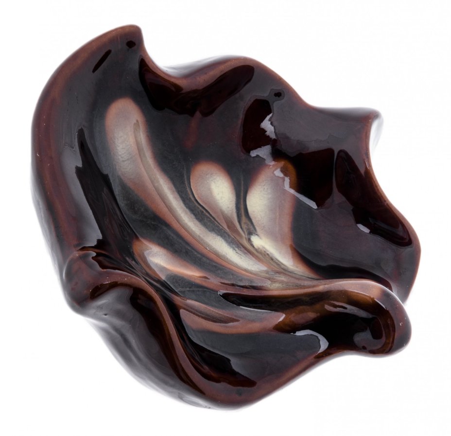 Пепельница в форме листа, керамика, роспись, СССР, 1960-1980 гг.